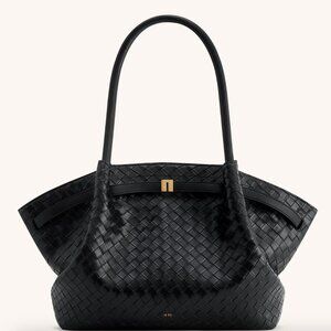 JW PEI Hanna LARGE WOVEN  Tote Bag Black NWT